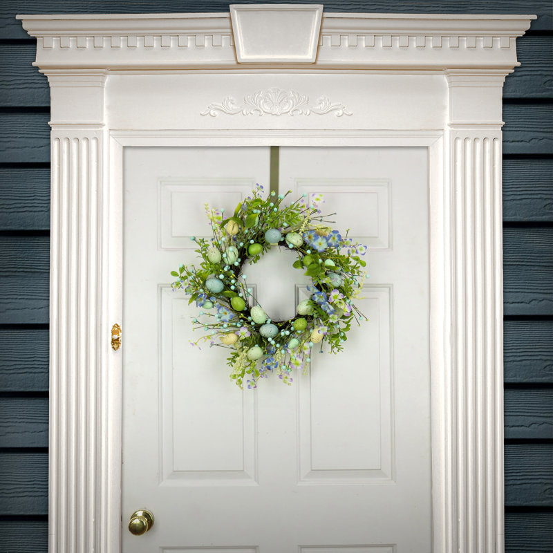 Flowering Easter Wreath, Blue/Green