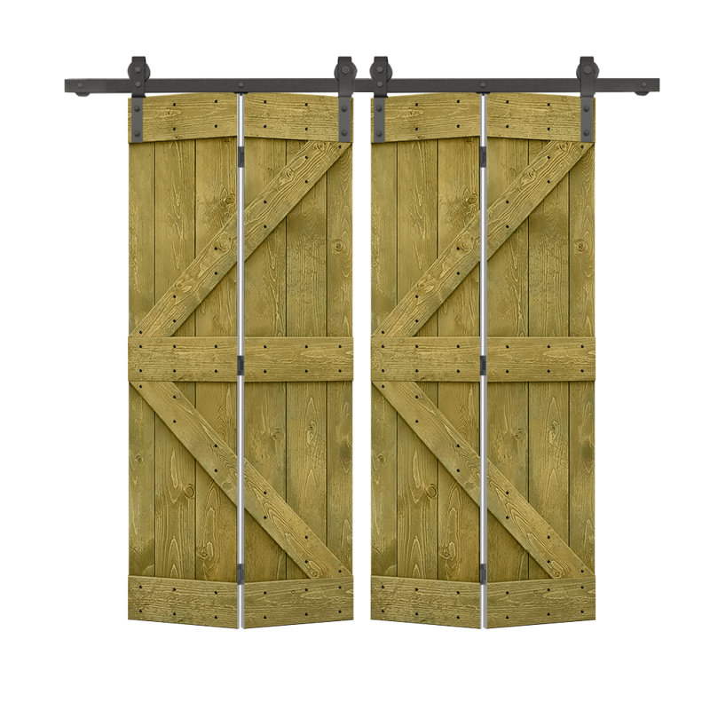 84'' Solid Wood Barn Doors Barn Door, Vert jungle, 68 po x 84 po