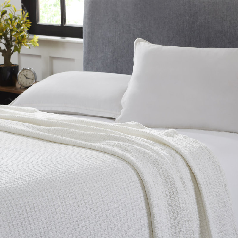 Couverture en coton , Simple, Blanc