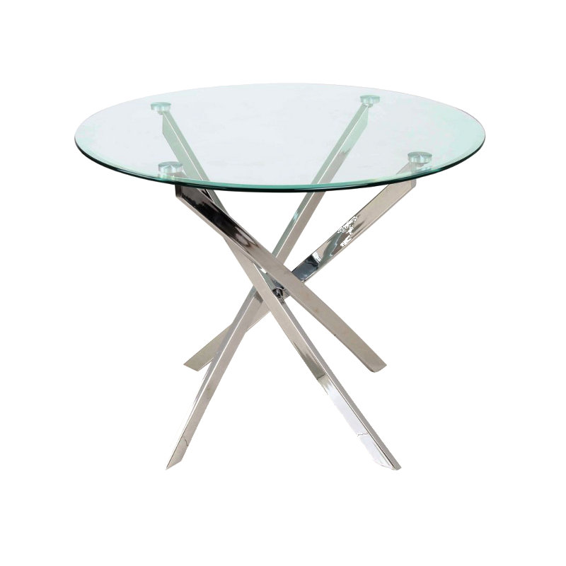 Avinsh Glass Top Metal Base Dining Table