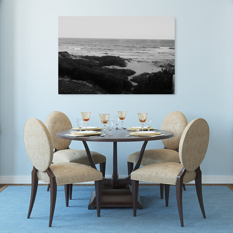 Black And White Coastal View Peaceful Serene Tranquil Coastal Wall Art Print 1 Piece Wrapped Canvas Wall Art