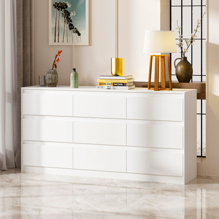 Modern 9-Drawer Dresser With Soft-Close Mechanism And Sleek Minimalist Design