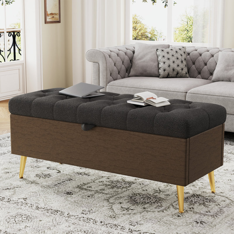 Banc de rangement avec repose-pieds Modern, Gris
