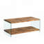 Table basse en verre trempé noyer
