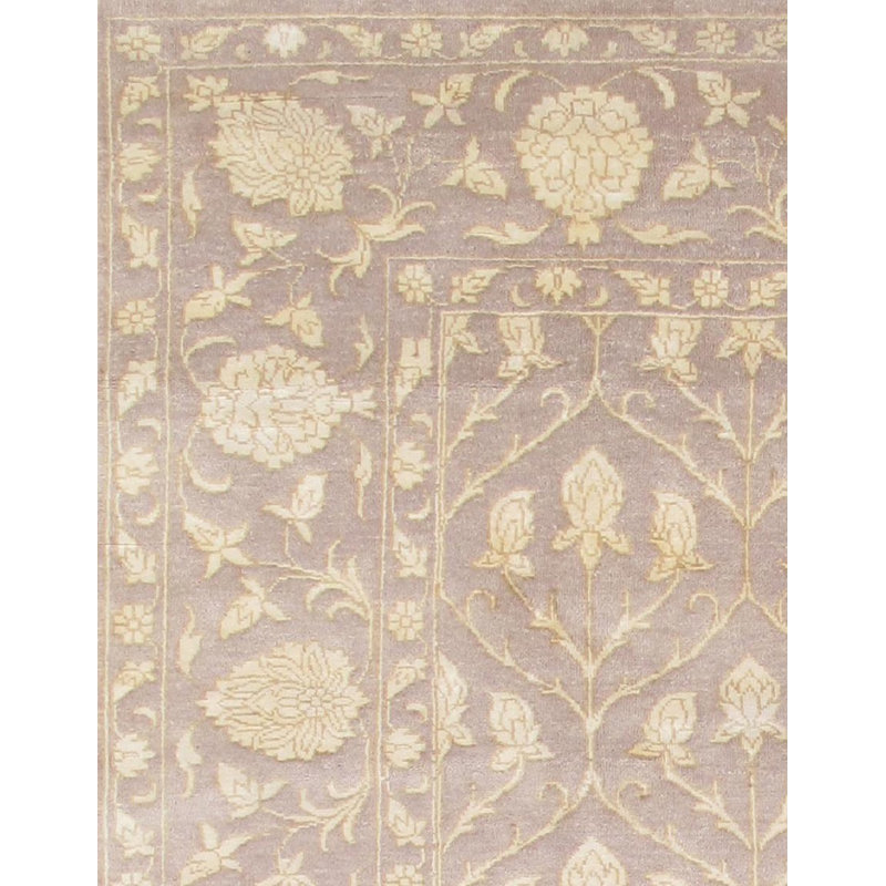 Tapis unique gris clair / beige noué à la main Baku