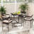 5-piece Counter Bar Set Patio Rattan Counter Set With Cushioned Seat