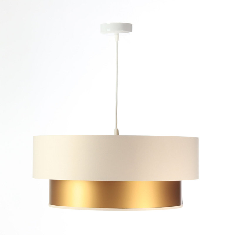 Shandra 1 - Light Black Drum Pendant, 20cm H x 40cm W x 40cm D, Silver/White