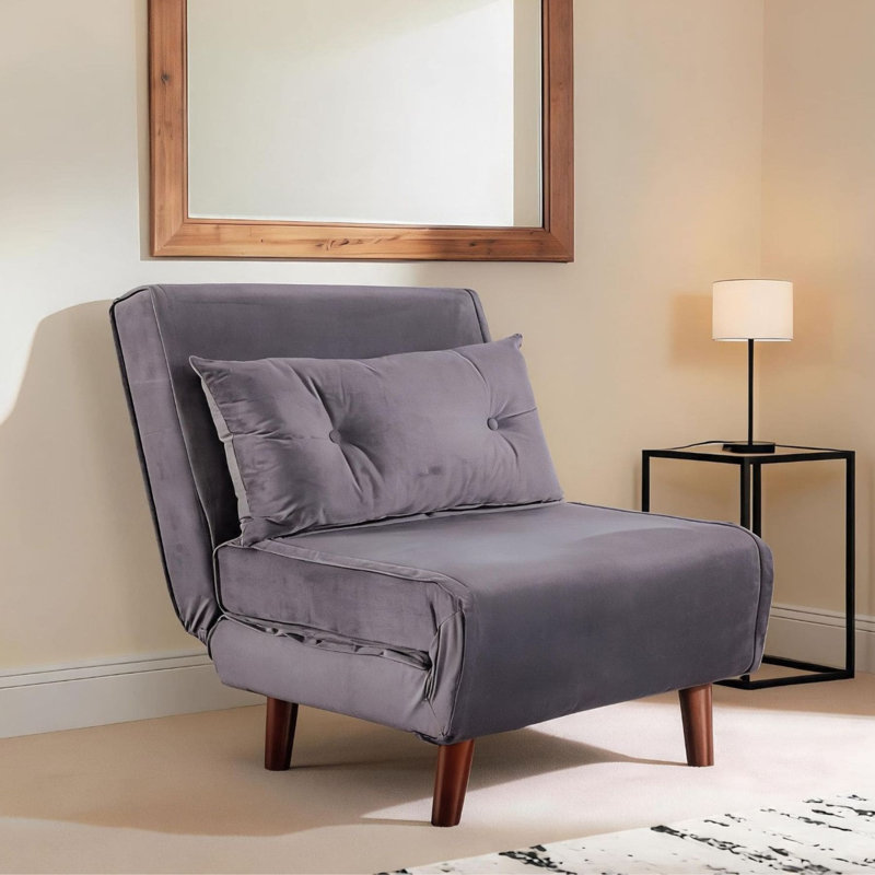 Lonara One Seater Upholstered Single Convertible Chair, Grey