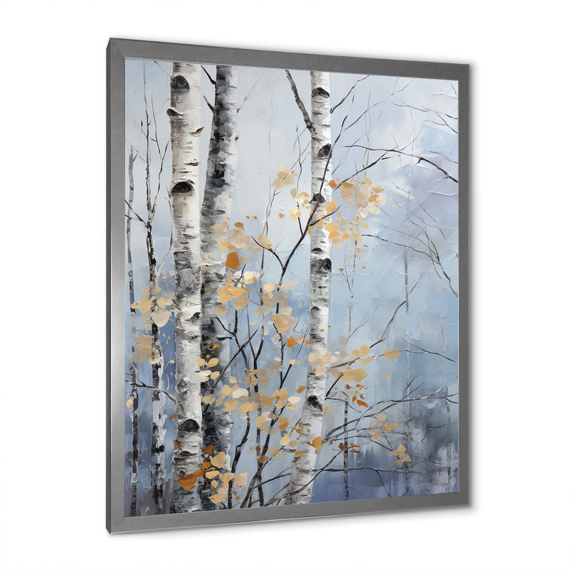 «Silver Blue Tree Birchs Breath II», reproduction sur toile, Cadre photo argenté, H 20 po x l 12 po x P 1 po