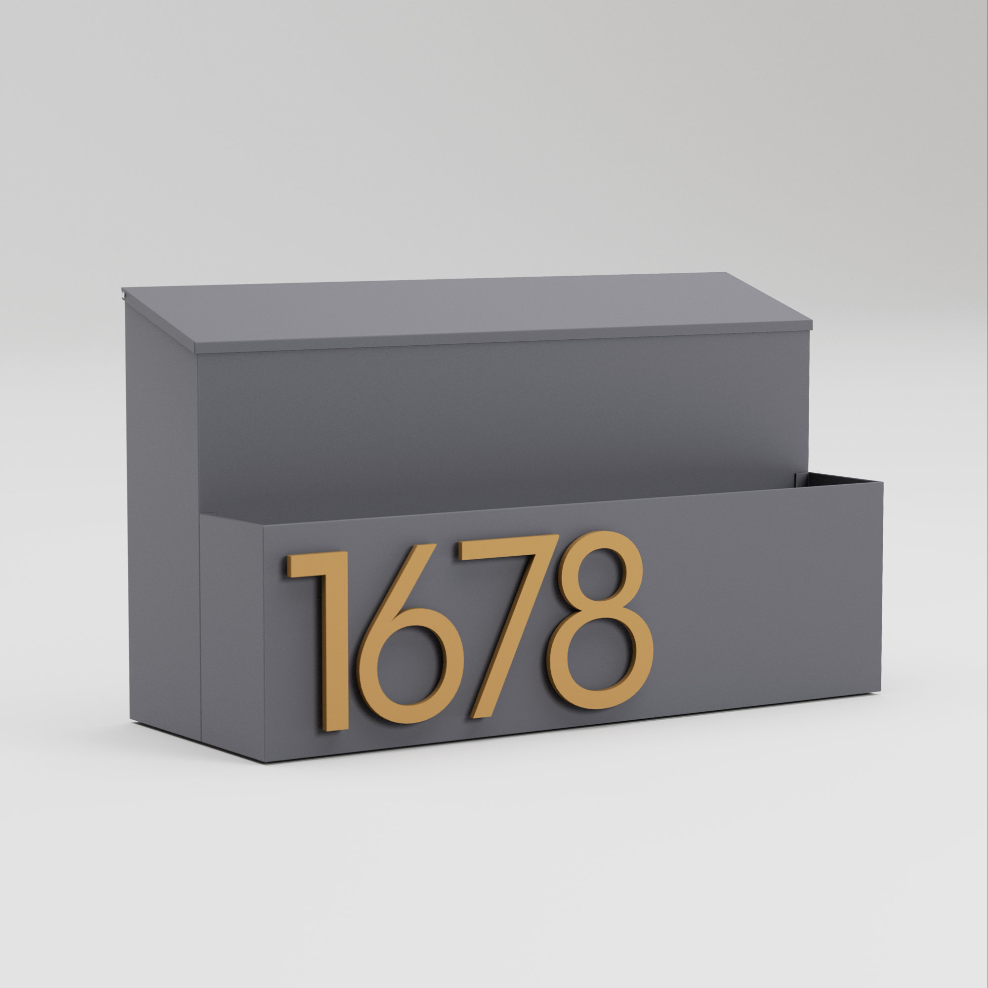 The Garden Wall Mounted Steel Mailbox, Gray, Yes, Brass