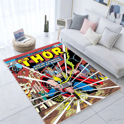 Tapis en polyester brun / rouge / jaune