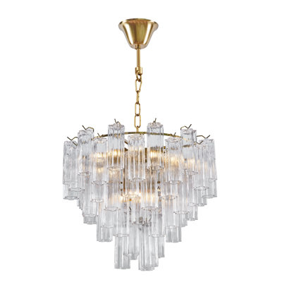 Hypes - lustre - finition laiton avec abat-jour en verre transparent de style Tronchi