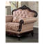 Chaise d'appoint traditionnelle cerise foncée et brun clair avec accoudoirs roulés, dossier capitonné et structure en bois massif