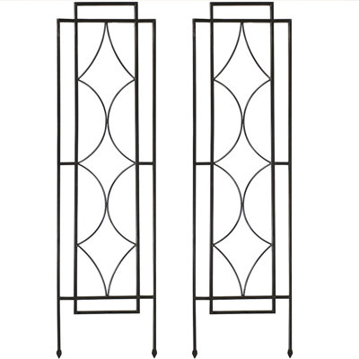 2-piece Chic Diamonds Garden Trellis For Climbing Plants, Decorative Metal Plant Support For Flowers And Vines, Outdoor Garden Trellis, Black