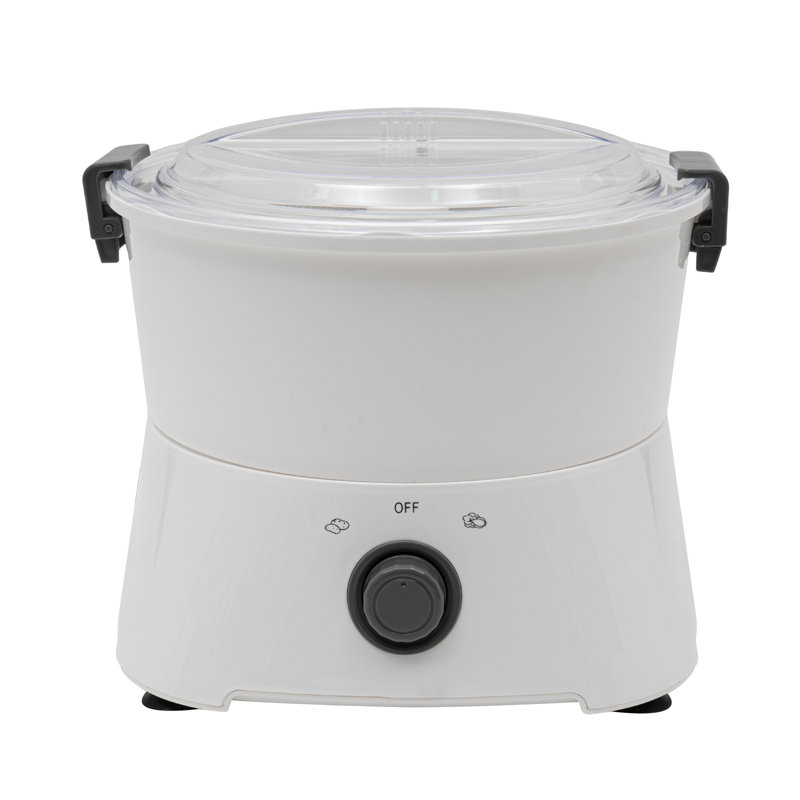Compact White Electric Potato Peeler with Clear Lid