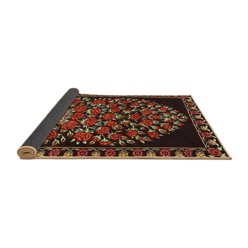 Tapis rouge à motif floral, Rond 8 pi