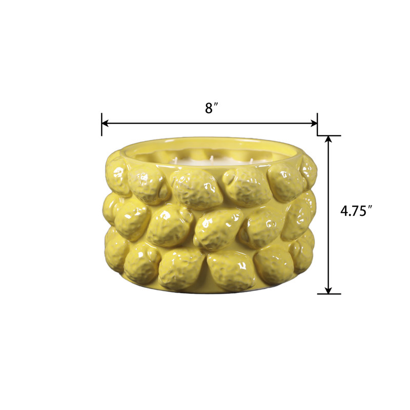 Bougie citron en céramique 8 po - Bougie triple mèche 49 oz avec citron