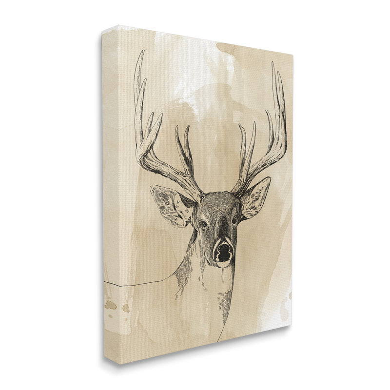Motif rustique, aquarelle, animaux sauvages, aquarelle, H 20 po x l 16 po x P 1,5 po, Toile tendue