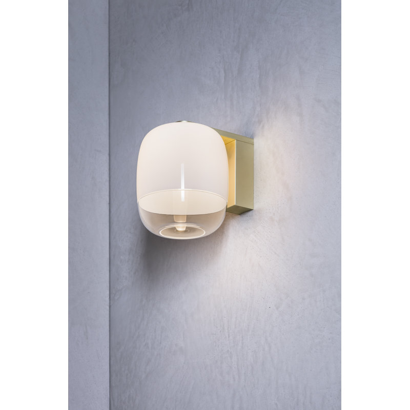 Gong Armed Sconce, White, Brass