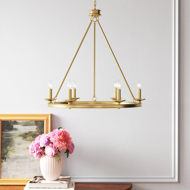 Lustre de style Crum style Mid-Century moderne de style roue de chariot de 25 pouces, Or