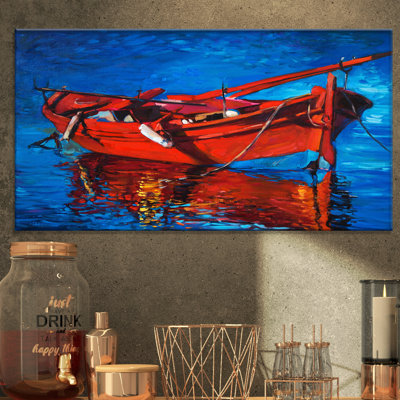 « red bateau over the ocean », peinture