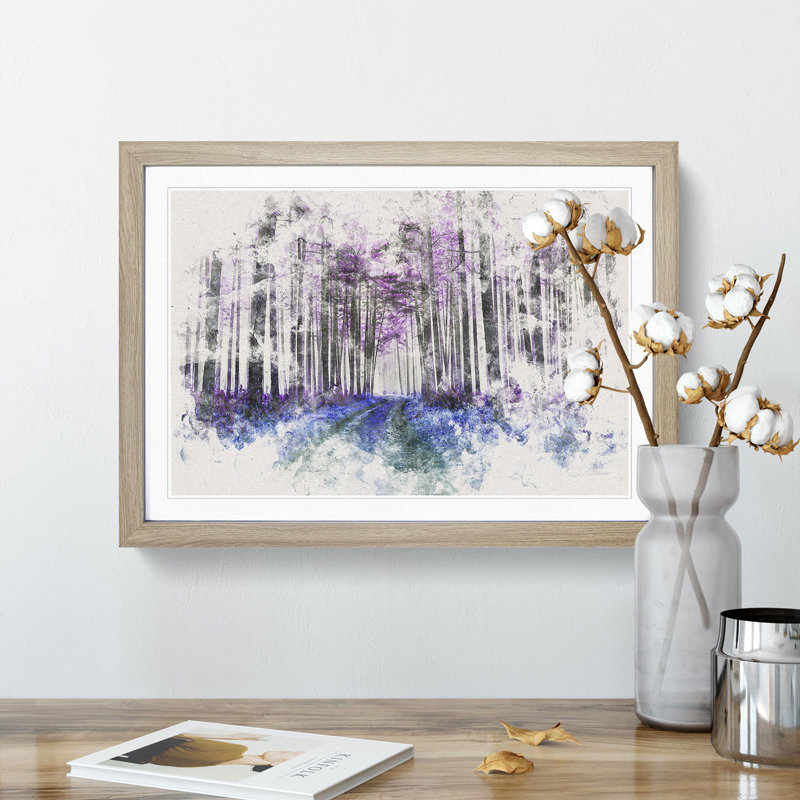 Path Through a Purple Forest - Framed Print, Oak Framed, 24cm H x 33cm W x 2cm D