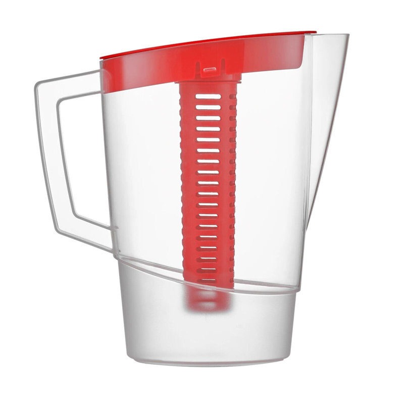 2.2L Orange Plastic Slim Fridge Water Juice Jug Dispenser Large Handle & Infusion Core, Red