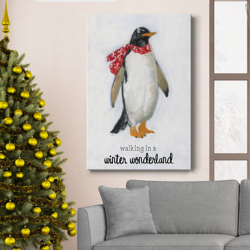 Toile tendue avec châssis Winter Wonderland Penguin, H 36 po x l 24 po x P 1 po