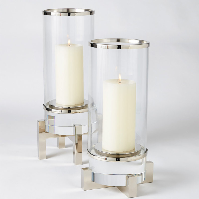 Elegant Brass Hurricane Candle Holder, 22" H x 9" W