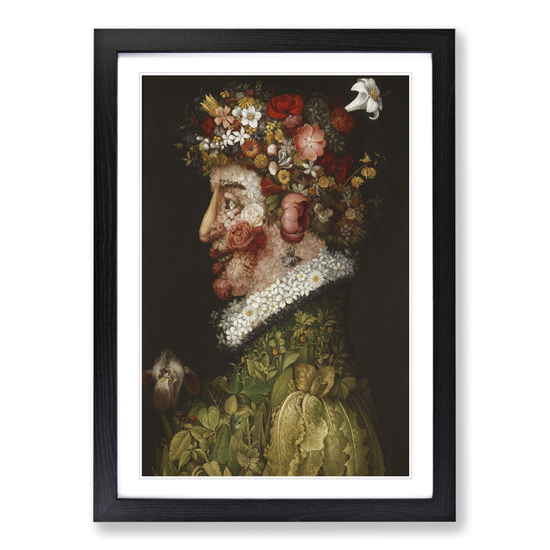 Spring by Giuseppe Arcimboldo - Picture Frame Painting, 36cm H x 27cm W x 2cm D, Black