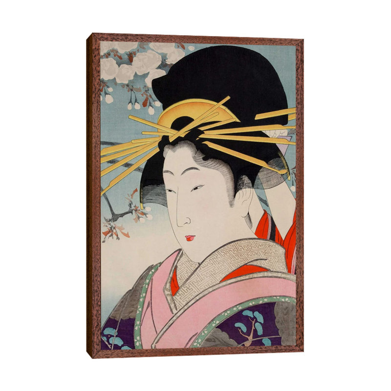 A Courtesan - Painting on Canvas, Brown Floater Framed, 66.04 cm H x 45.72 cm W