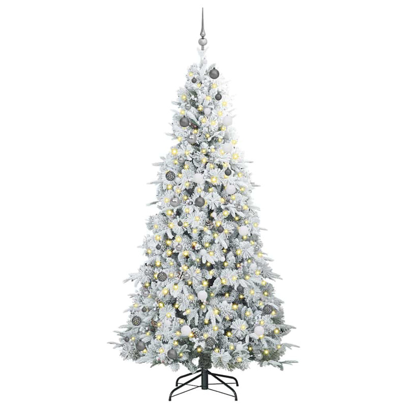 Artificial Hinged Christmas Tree Green PE and PVC, 7.87' H, White/Grey/White