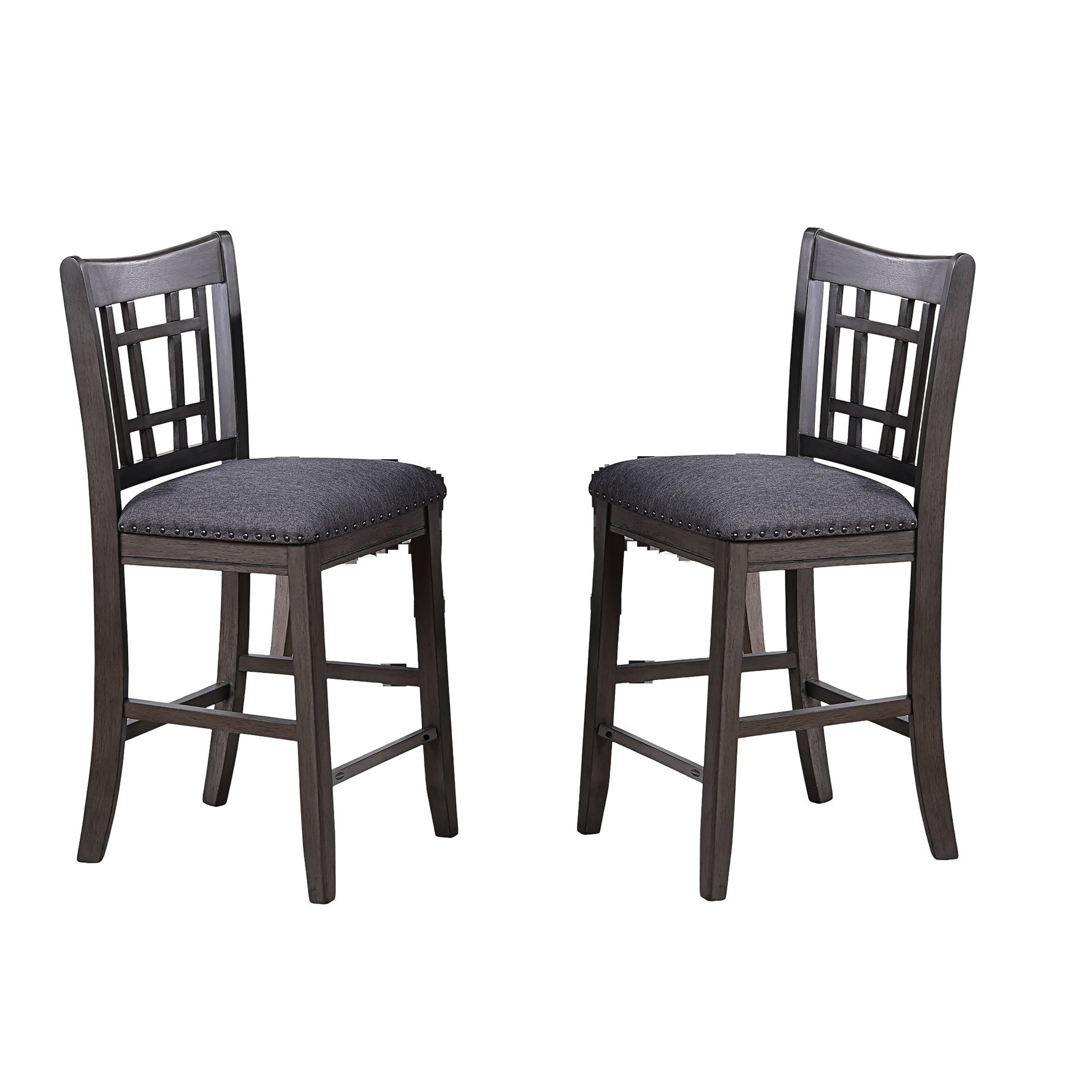 Lark Manor™ Of 2 Counter Height Chairs, Gray Fabric Seat Cushion, Solid ...