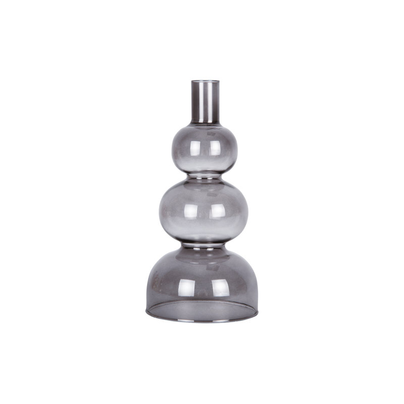 Glass Tabletop Candelabra, Black, 20cm H x 10cm W x 10cm D