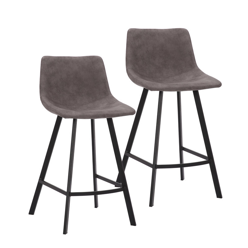 Dasha Microfiber Counter Stool with Metal Legs, Grey