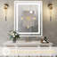 Miroir mural 36 po x 28 po avec fonction de brouillard, couleur à intensité variable, bandes à double DEL, éclairage super clair à fixation horizontale / verticale, réglages, fixation pour espaces humides