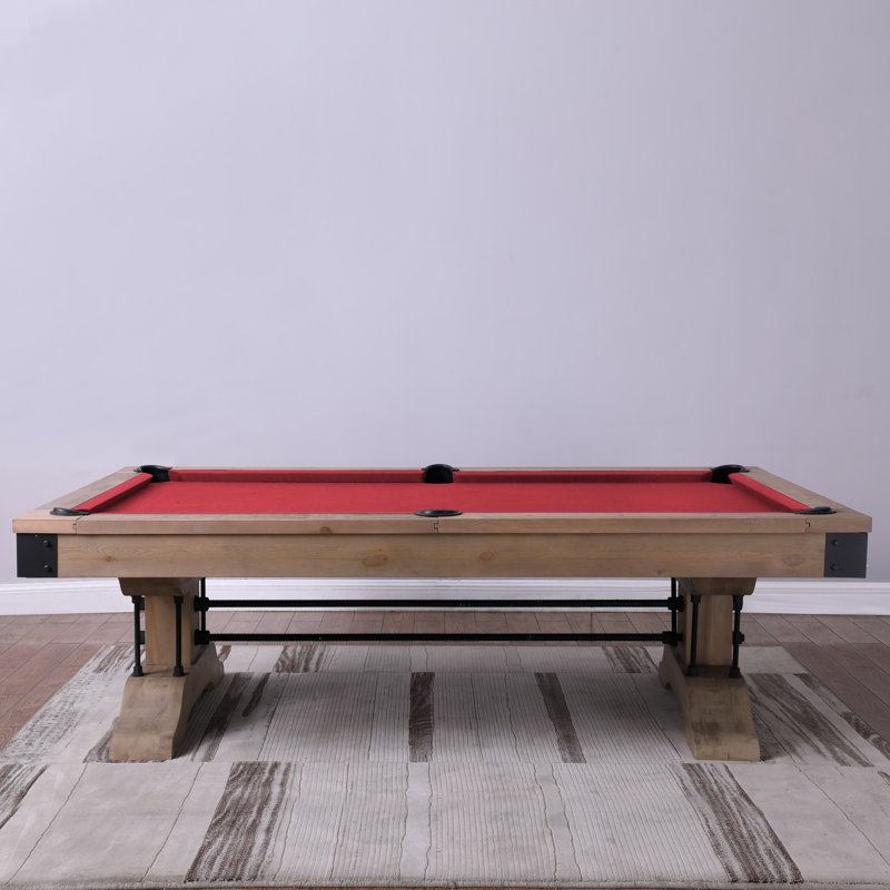 Table de billard Manchester, Rouge, Non, Naturel patiné