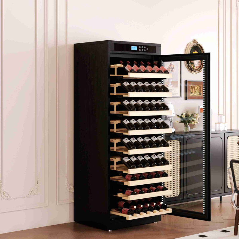 Intelligent Temperature-Controlled Multi-Tiered Wood Wine Cabinet