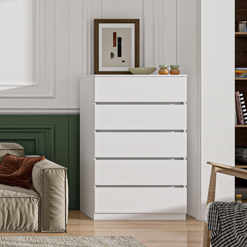 Delexis 27.6'' W 5 - Drawer Dresser, White