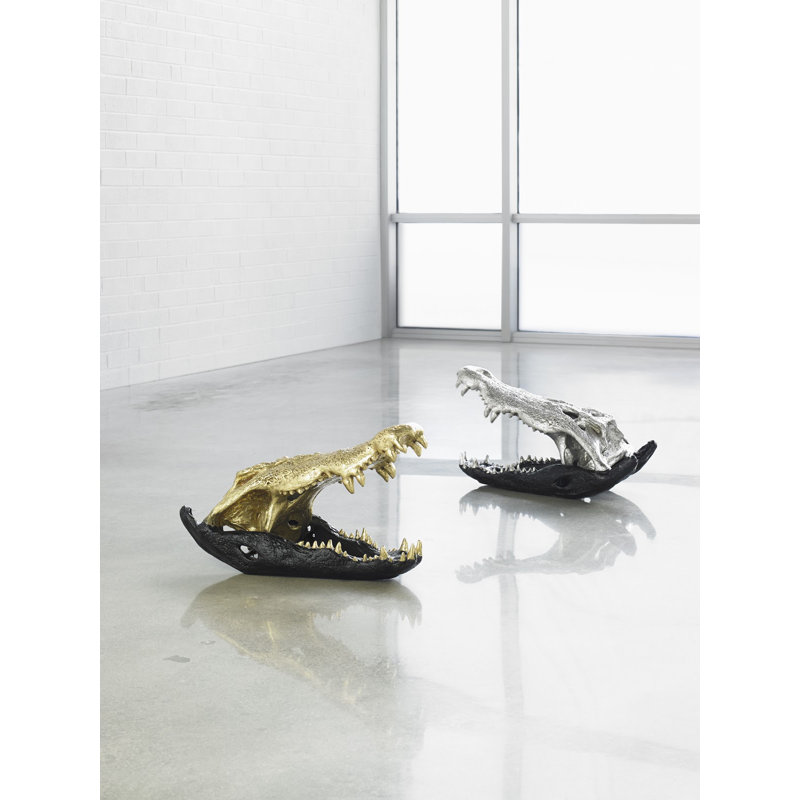 Dimensional Crocodile Bust, Gold, Black