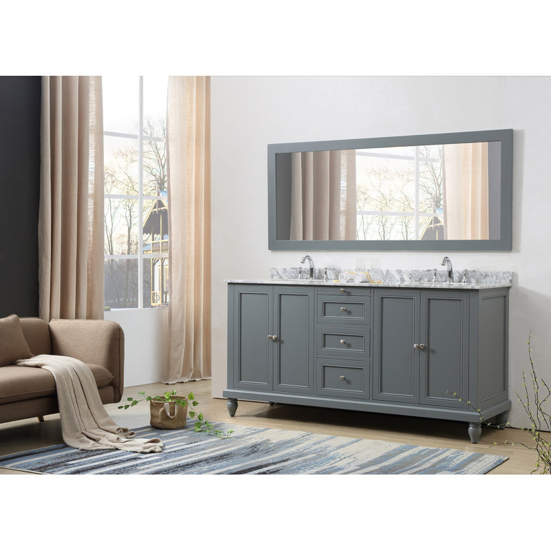 70'' Double Bathroom Vanity with Marble Top