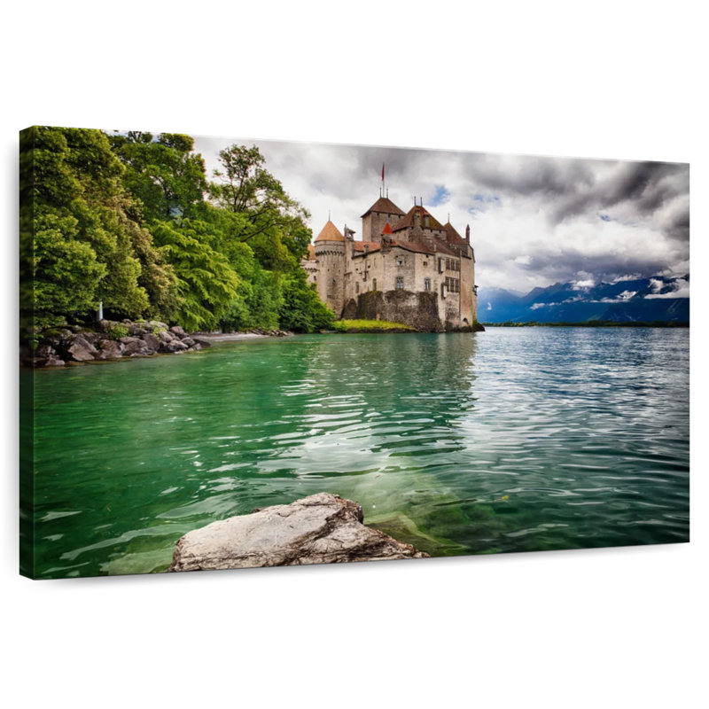 Ravi Castle On The Lake Switzerland, 30" H x 45" W