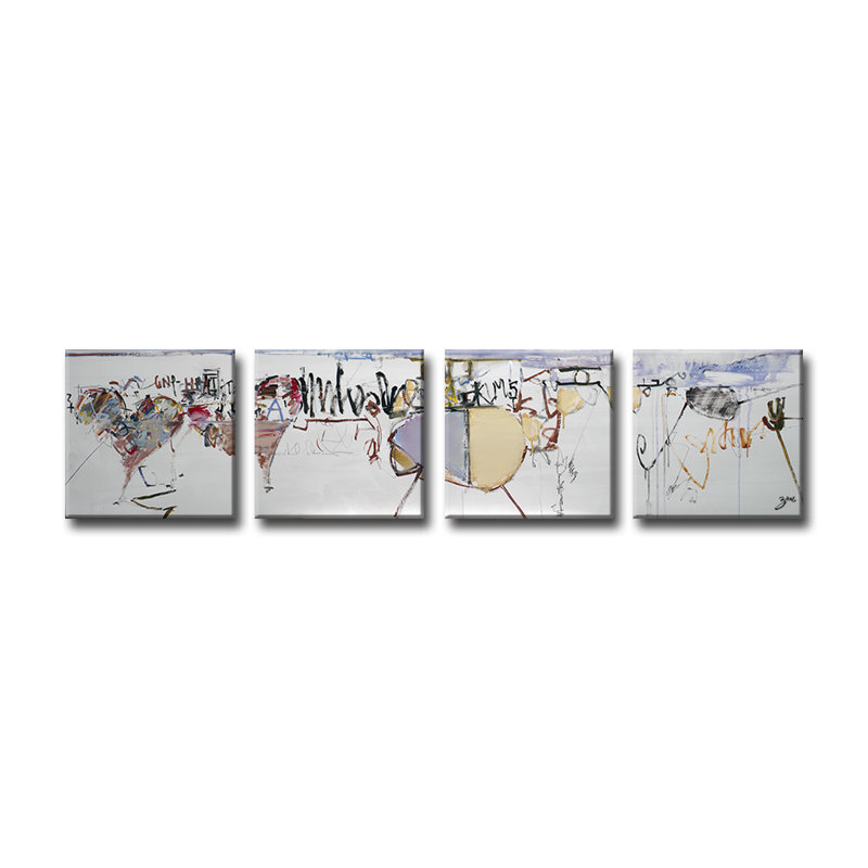 «Abstract XXVI» par Zane, ensemble de 4 reproductions d'art sur toiles tendues, H 12 po x l 48 po x P 0,75 po