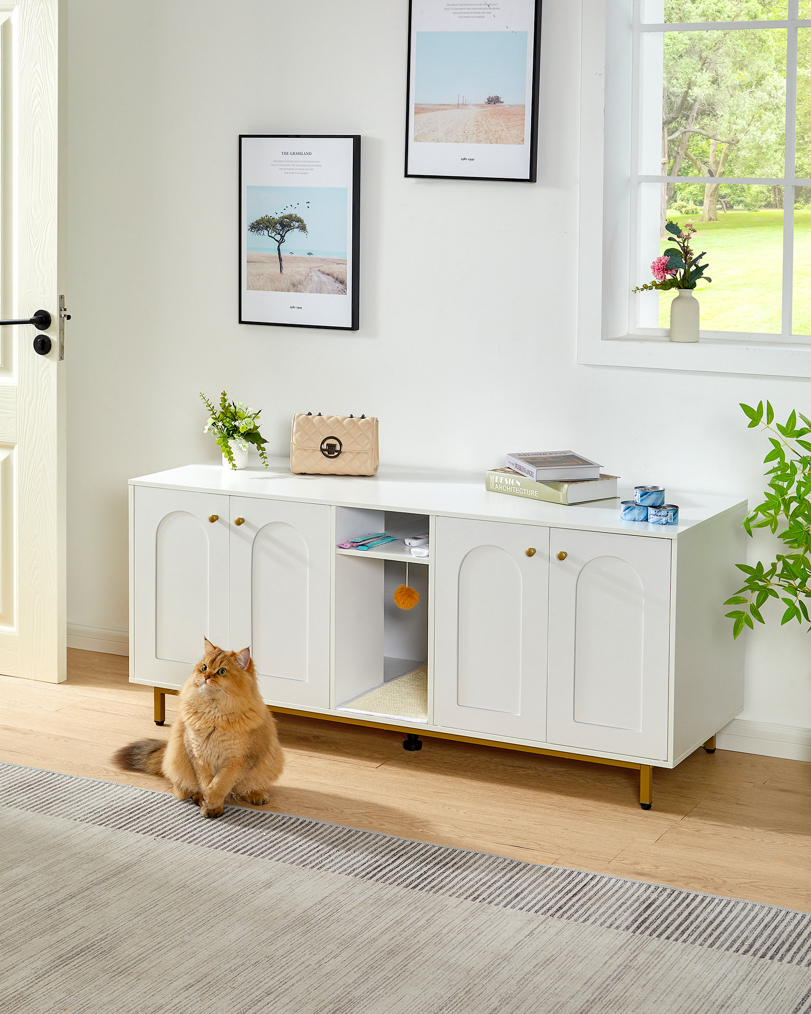 Mercer41 Westfahl 55.2 x 20 x 23.9" Cat Litter Box Enclosure, Hidden Litter Box Furniture, Wooden Pet House Side End Table, Storage Cabinet Bench for Living Room, Bedroom, Black,White & Reviews | Wayfair