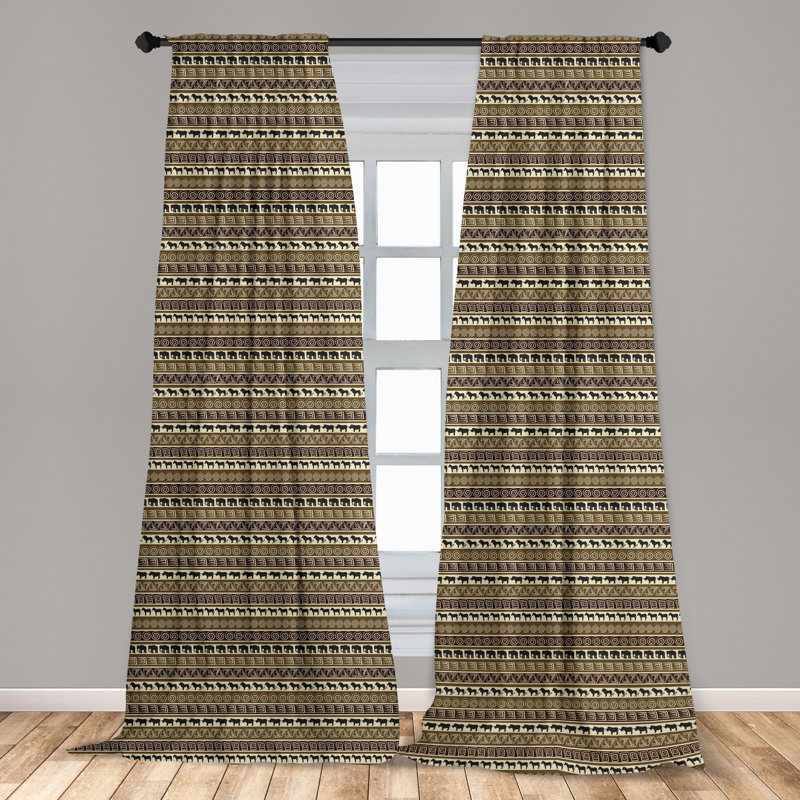 Safari Geometric Semi-Sheer Rod Pocket Curtain Panels, 28" x 84"