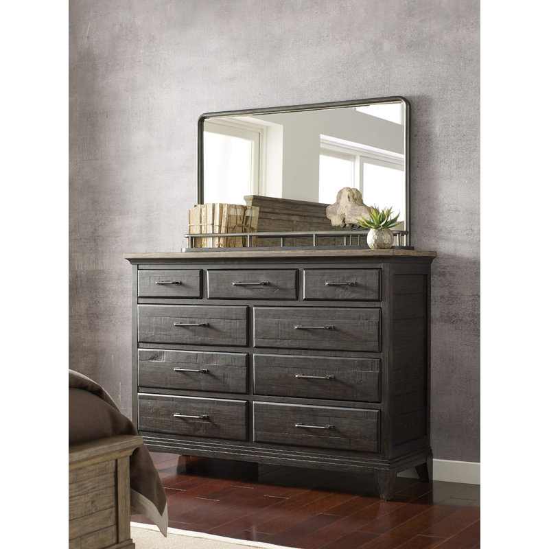 Miroir de commode en bois massif avec tablettes Katelinn