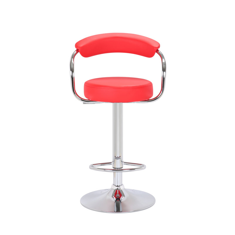 Shatley Swivel Upholstered Adjustable Height Counter Stool with Metal Frame, Red