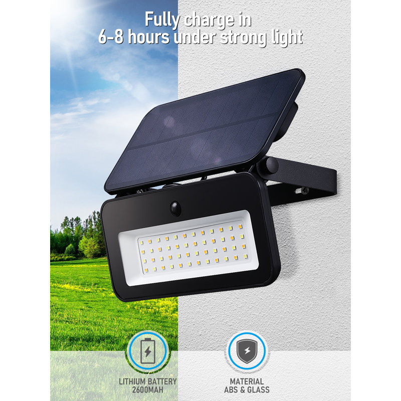 3cct Solar Flood Lights With Motion Sensor, Dimmable, Adjustable Head, Ip65 Waterproof, Black