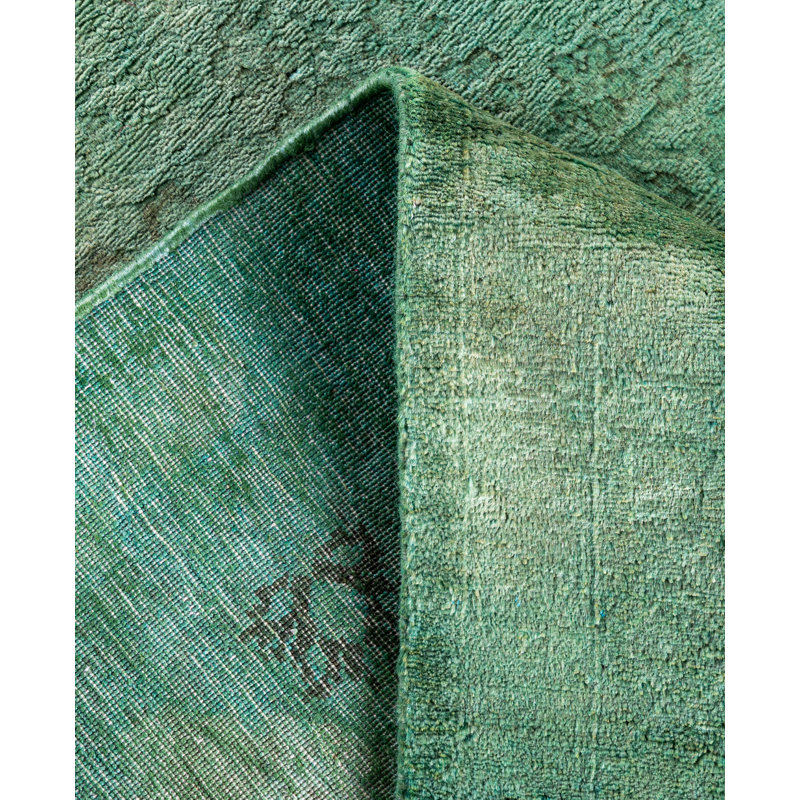 Overdyed Hand-Knotted Wool Modern-Contemporary Green Area Rug 5' 1" x 7' 7"