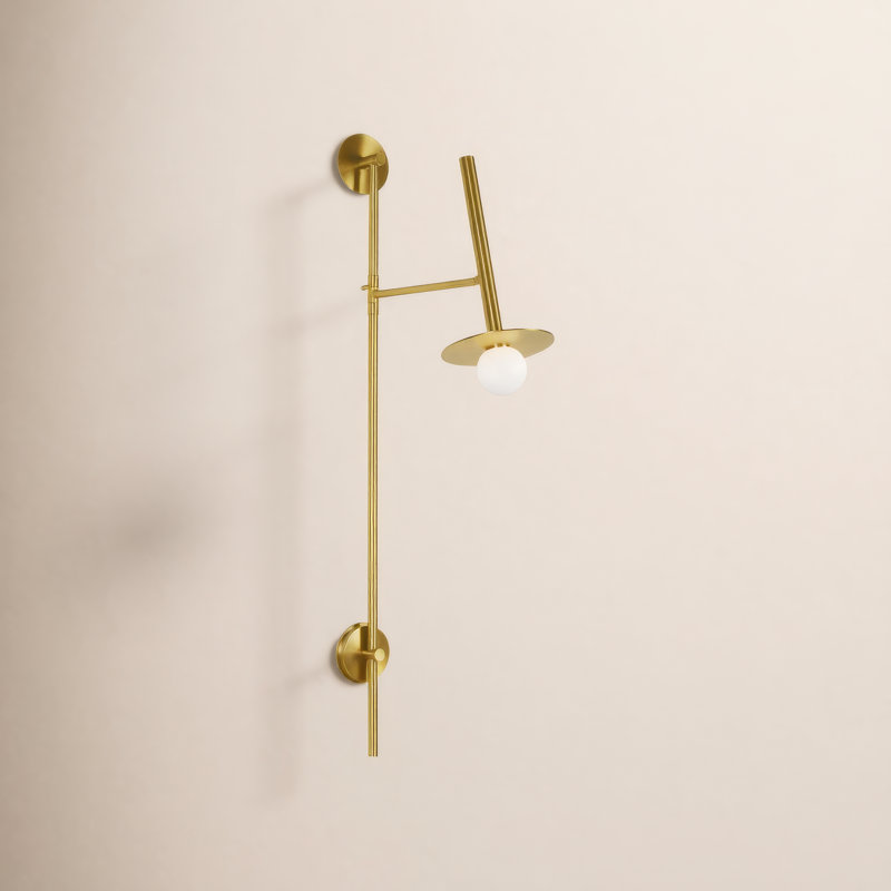 Nodes 1 - Light Swing Arm, Burnished Brass, 48.38" H x 8" W x 19.88" D